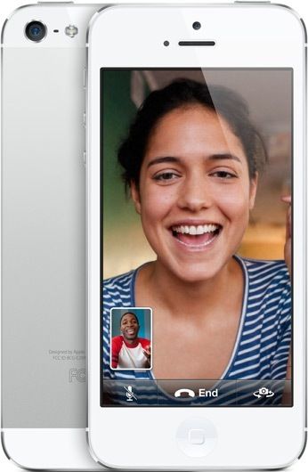 iPhone 5 (two-up, white, FaceTime)