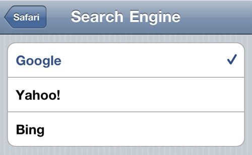 iOS Safari search engine choice
