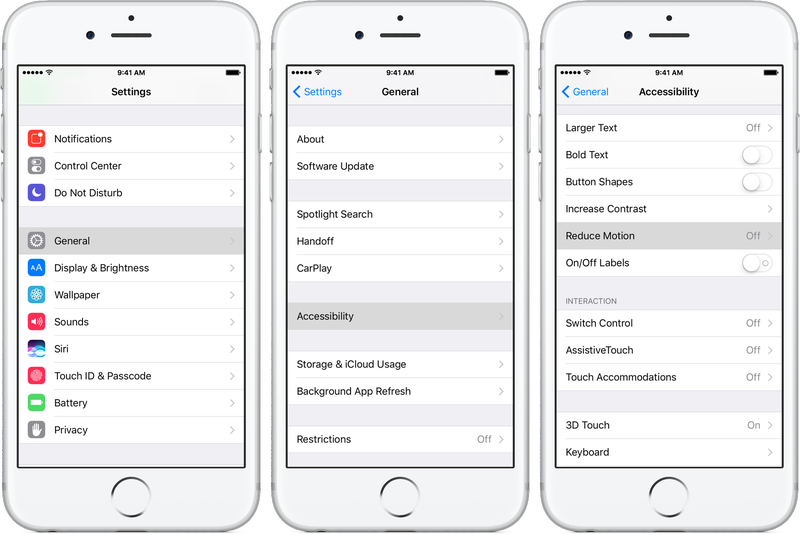 iOS 10 Settings Reduce Motion iPhone screenshot 001