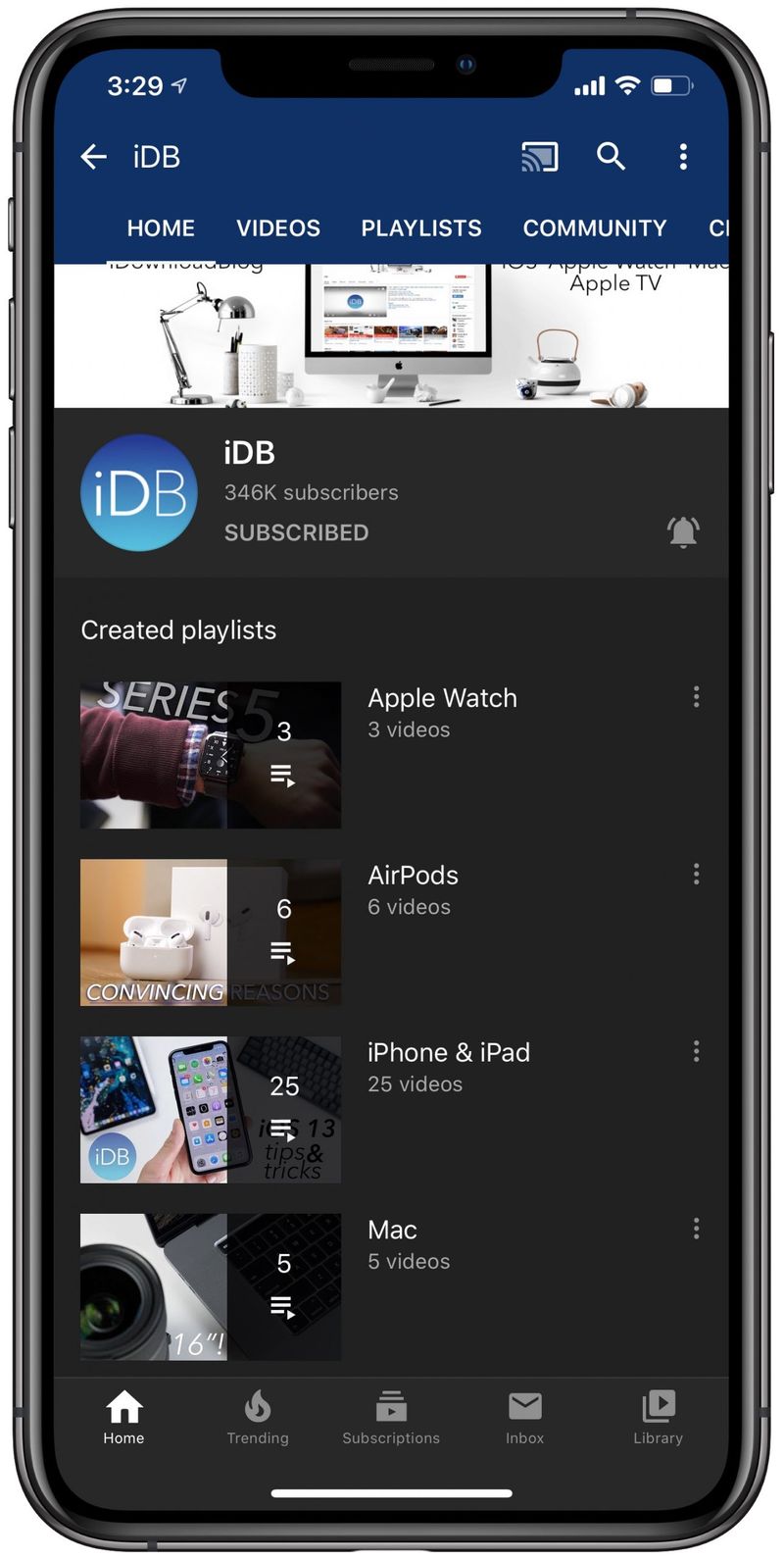 filtrer les abonnements YouTube