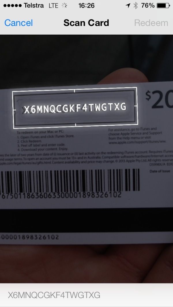 iOS 7 (Redeem iTunes card 003)