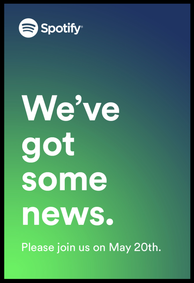 Spotify May 20 press invite