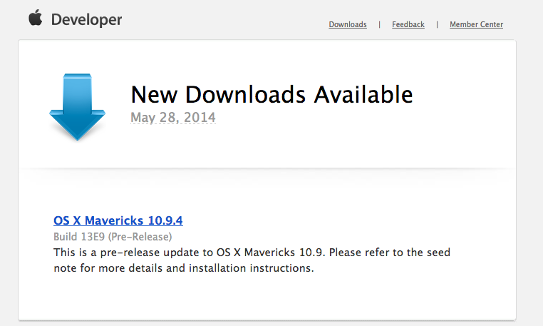 OS X 10.9.4 email message