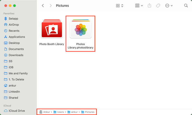 Bibliothèque de photos.photoslibrary sur Mac