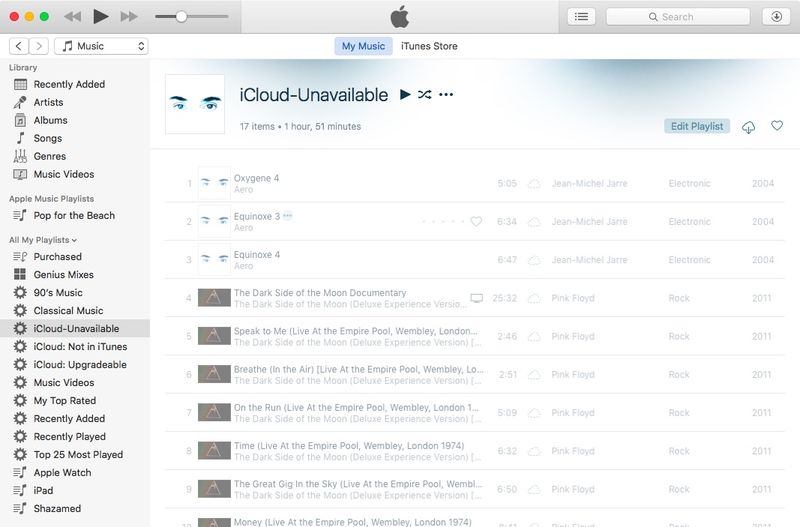 OS X El Capitan how to create iTunes smart playlist of Apple Music songs no longer available for streaming Mac screenshot 003