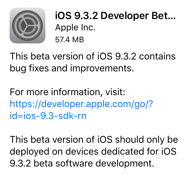 iOS 9.3.2 beta 2