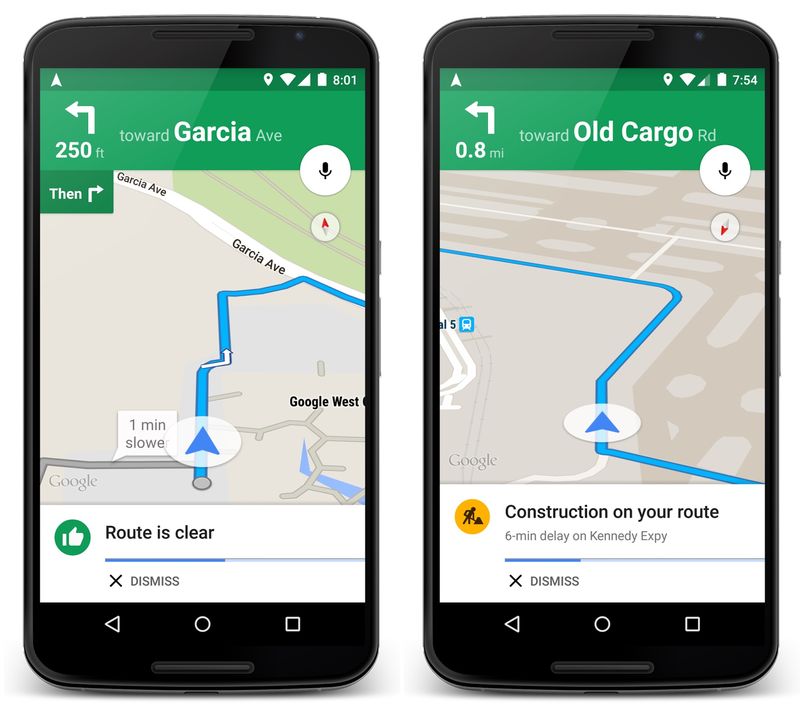 Google Maps traffic alerts
