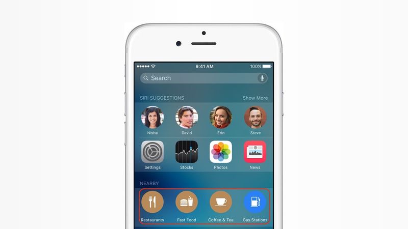 Emplacements suggérés dans la recherche Spotlight iPhone