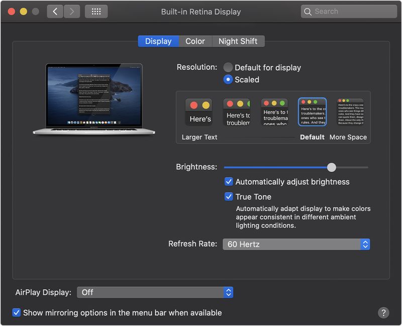 MacBook Pro Retina refresh rate