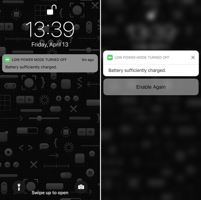 Enable low power mode from Lock screen