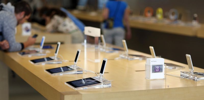 iPhone 5 models are pictured on display at an Apple Store in Pasadena, California