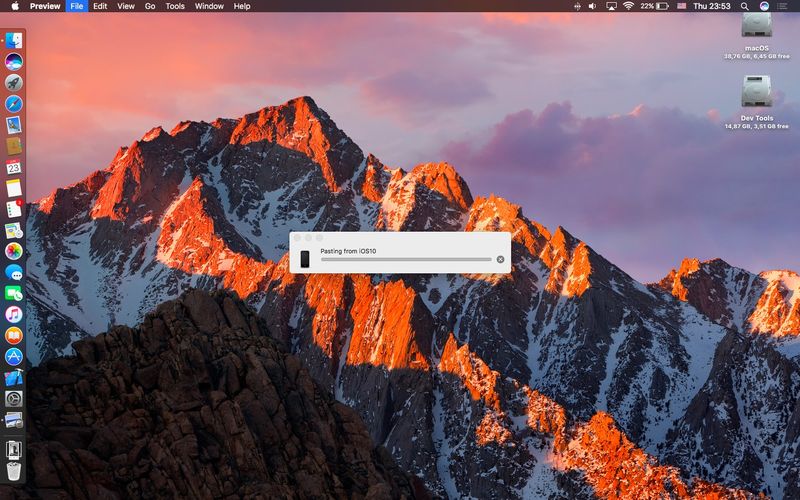 MacOS Sierra Universal Clipboard image Capture d