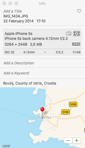 Informations de localisation enregistrées