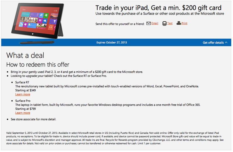 Microsoft iPad trade-in