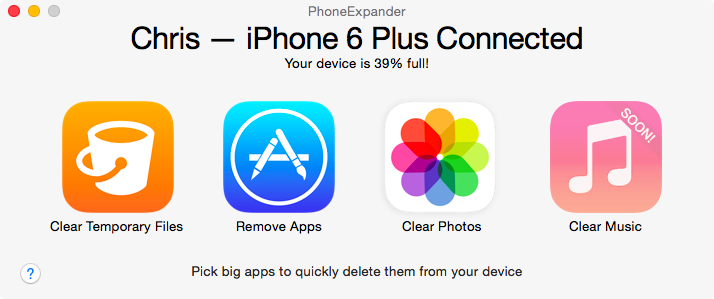 Menu principal de PhoneExpander pour Mac