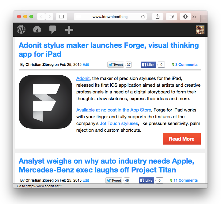 Safari for Mac extension Minimal Status Bar screenshot 004