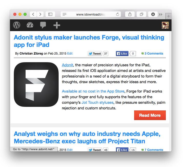 Safari for Mac extension Minimal Status Bar screenshot 001
