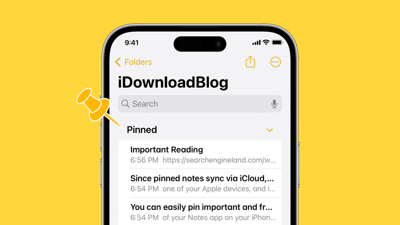 Pinned notes in Apple Notes app on iPhone