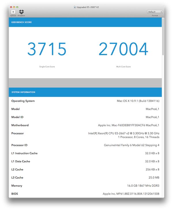 Mac Pro (Geekbench, swapped CPU, OWC 002)