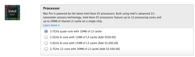 Mac Pro (CPU upgrades, Online Apple Store)