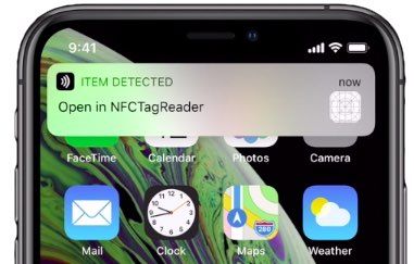 Apple iPhone Xs Core NFC Background Tag Reading : notification