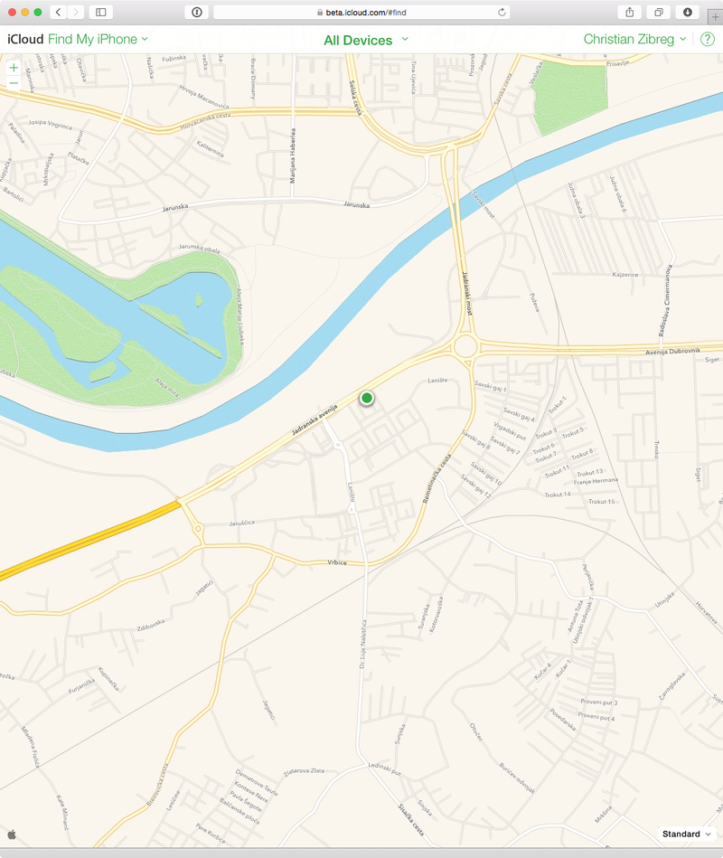 Find My iPhone (iCloud, Apple Maps tiles)