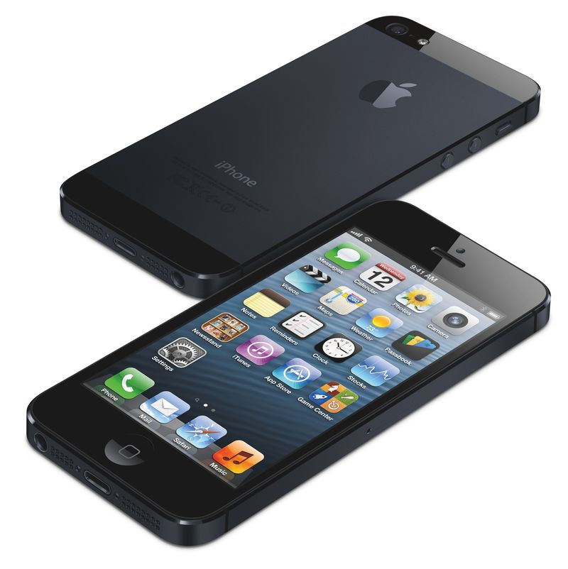 iPhone 5 (two-up, front, back, flat)