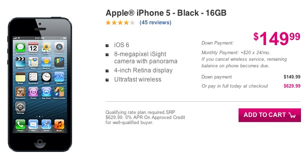 T-Mobile iPhone 5 150USD