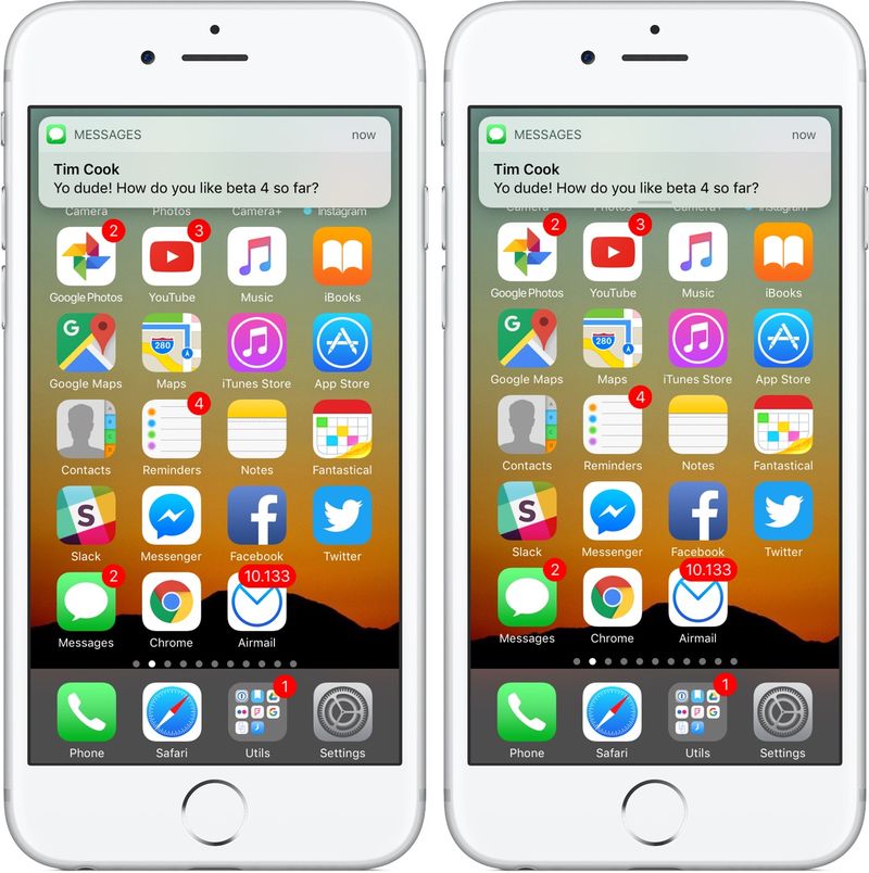Poignée de bannière de notification iOS 10 Messages argent Capture d
