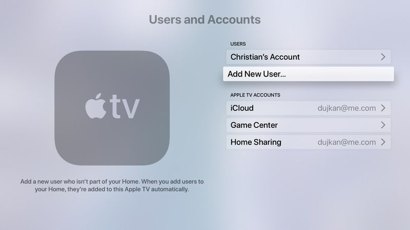 Plusieurs comptes Apple TV