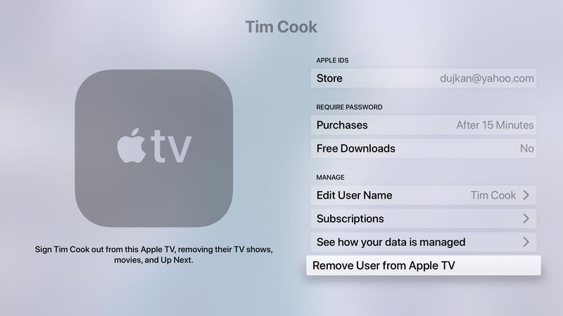 Plusieurs comptes Apple TV