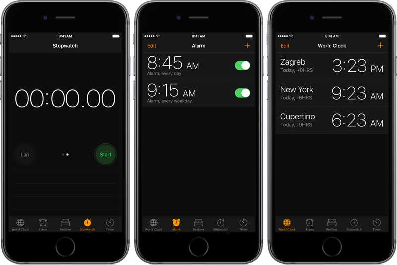 iOS 10 Clock Dark Mode iPhone screenshot 001