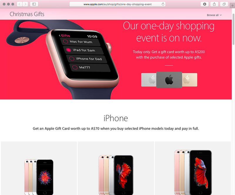 Apple Black Friday 2016 Australie capture d
