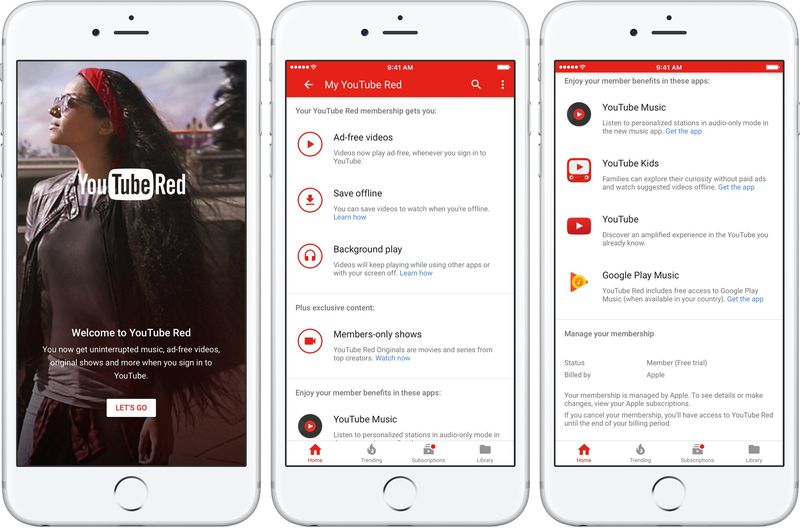 Avantages rouges de YouTube
