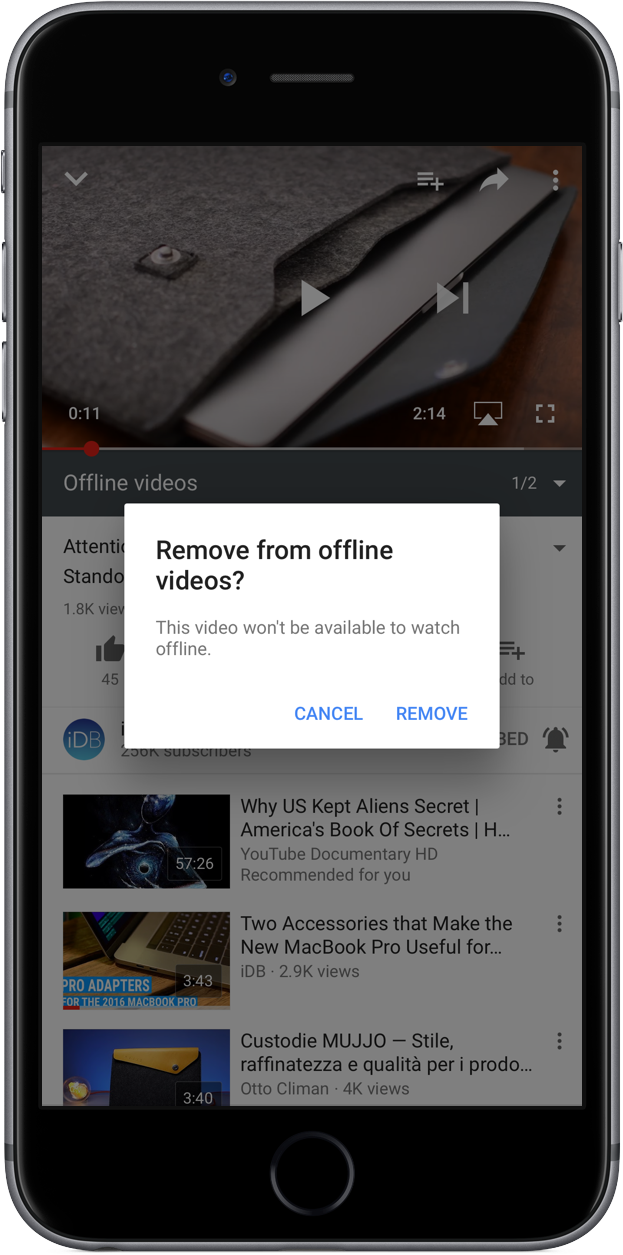 Supprimer la vidéo téléchargée
