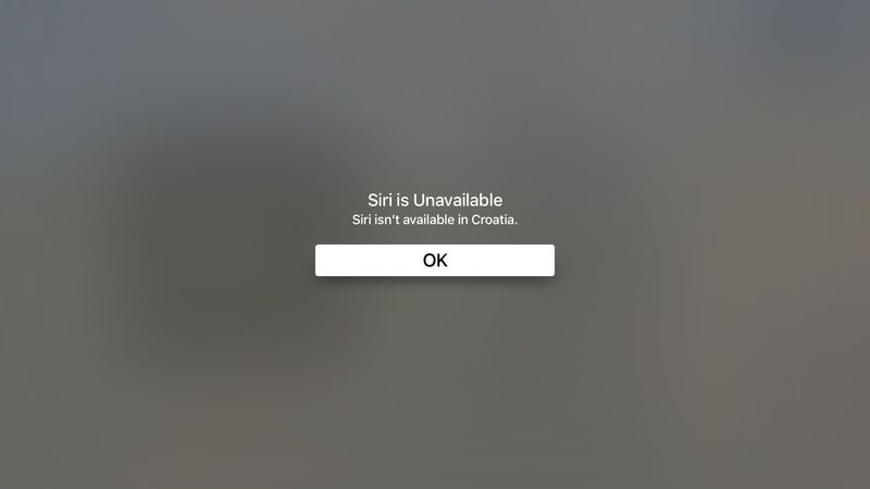 tvOS Siri indisponible en Croatie Capture d