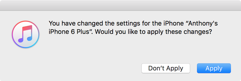 Appliquer les modifications dans iTunes