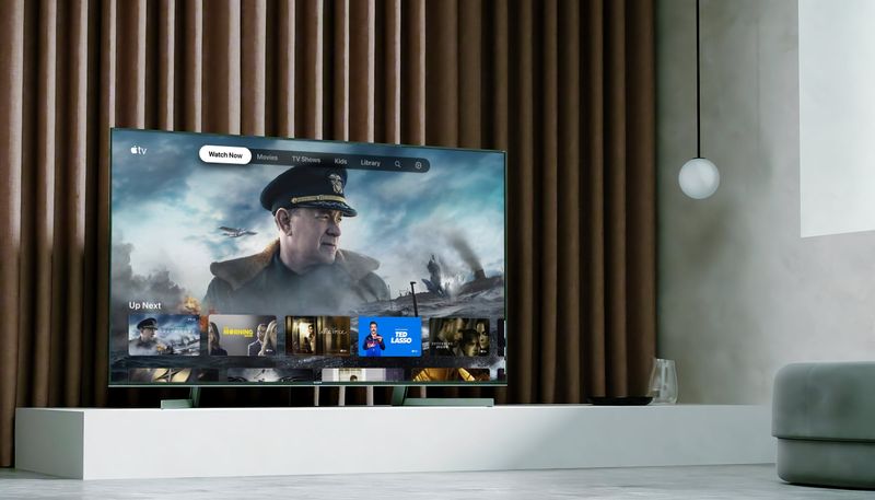 A lifestyle photo showing Apple TV app running on Sony