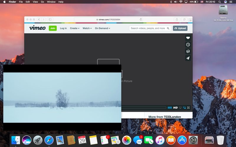macOS Sierra Picture in Picture Vimeo Mac screenshot 006