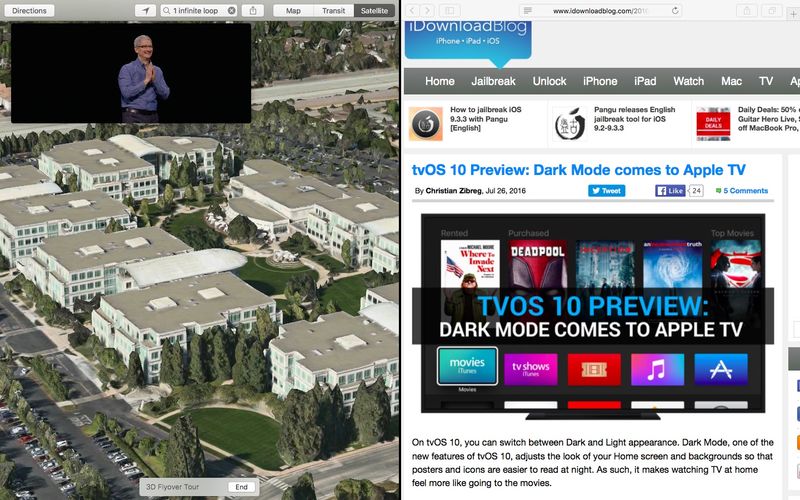 macOS Sierra Picture in Picture Split View Mac screenshot 001