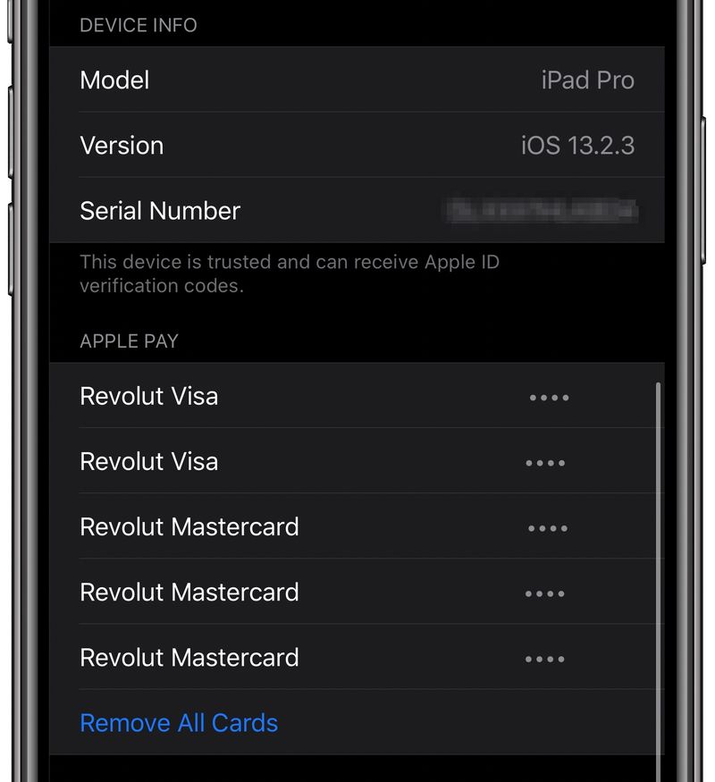 Supprimer les cartes Apple Pay