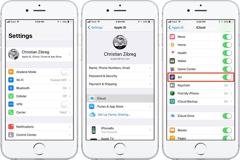siri sync - settings iphone