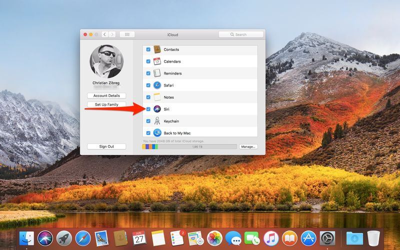 siri sync - settings mac