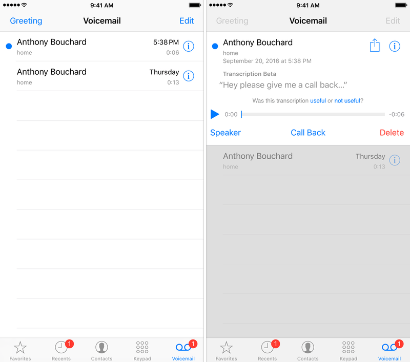 transcription de la messagerie vocale iPhone
