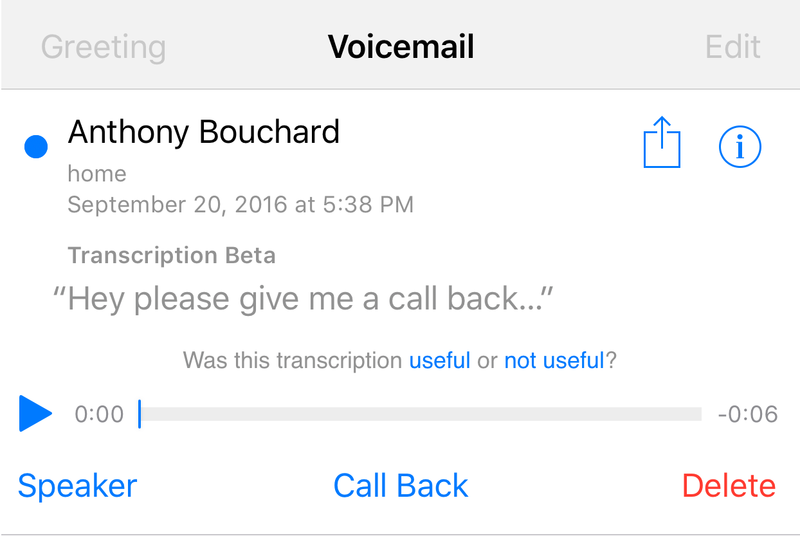 transcription de la messagerie vocale iPhone