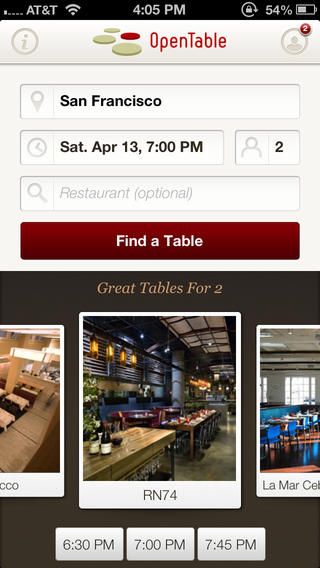OpenTable 5.1 for iOS (iPhone screenshot 002)