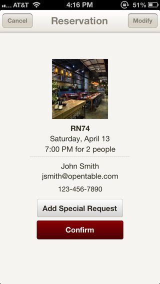 OpenTable 5.1 for iOS (iPhone screenshot 001)