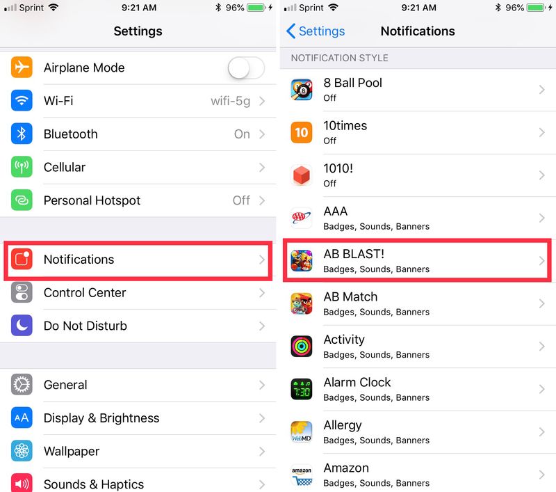 Settings Notifications App