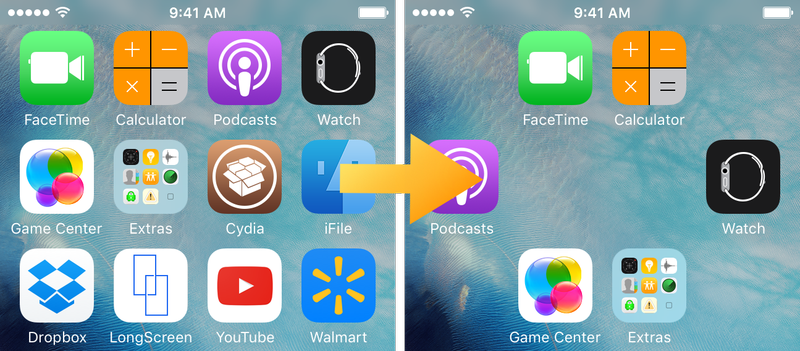iEmpty Before and After empty home screen icons between apps