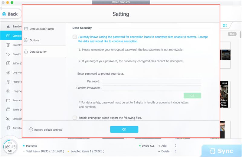 DearMob encrypt export on Mac